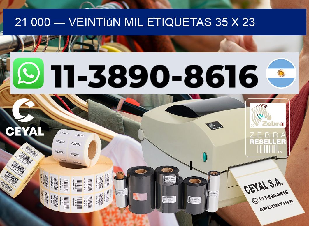 21 000 — veintiún mil etiquetas 35 x 23