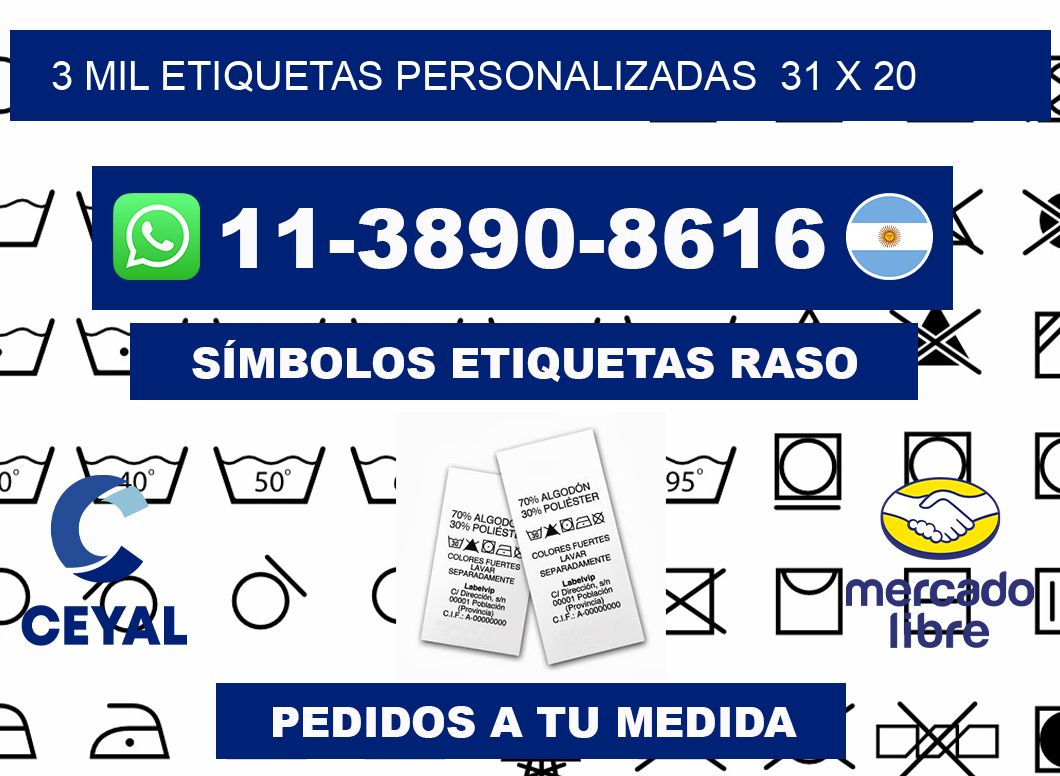 3 mil etiquetas personalizadas  31 x 20