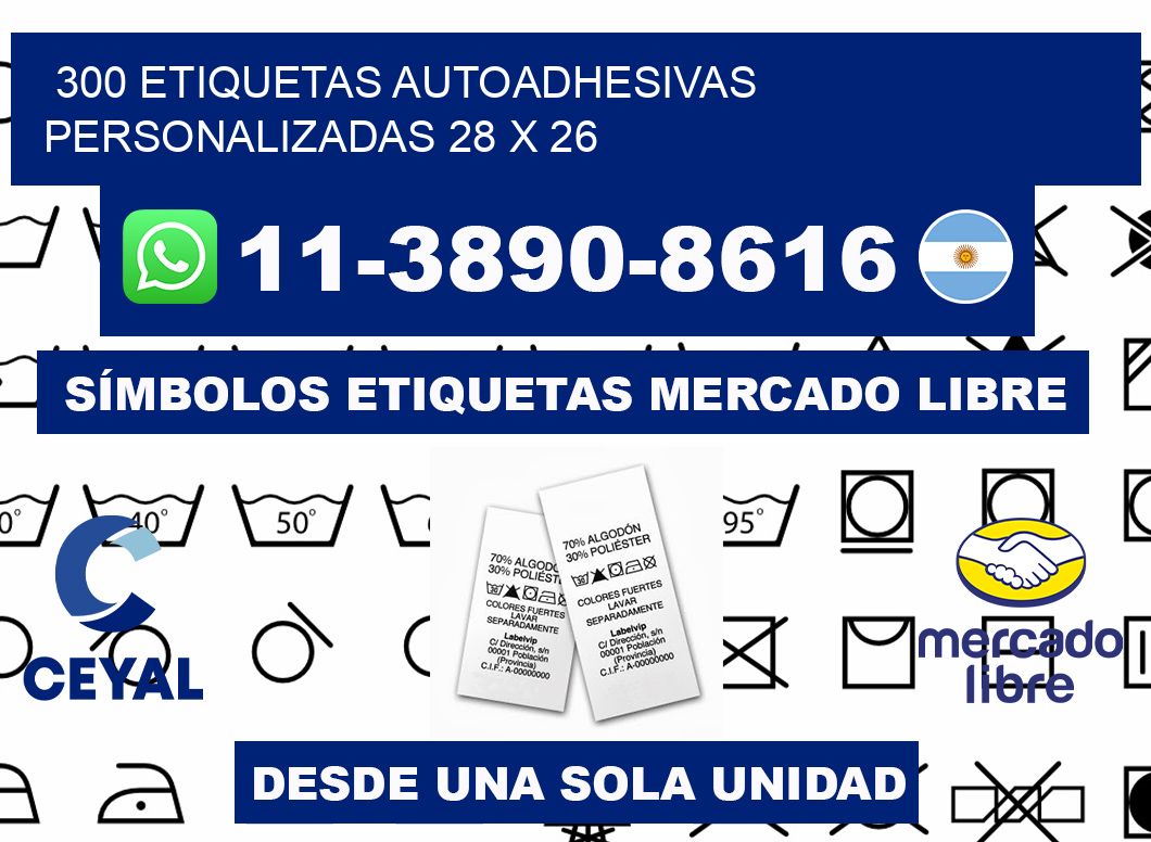 300 Etiquetas autoadhesivas personalizadas 28 x 26