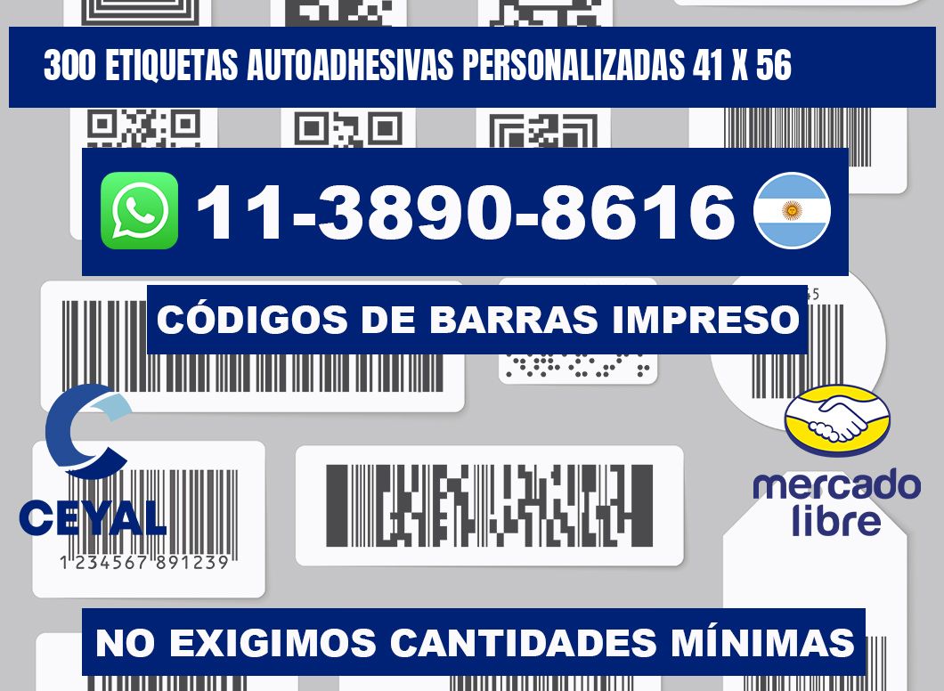 300 Etiquetas autoadhesivas personalizadas 41 x 56