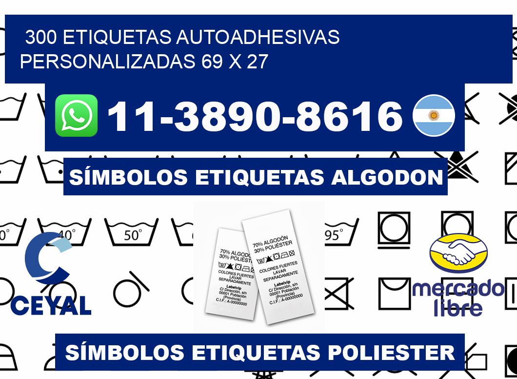 300 Etiquetas autoadhesivas personalizadas 69 x 27