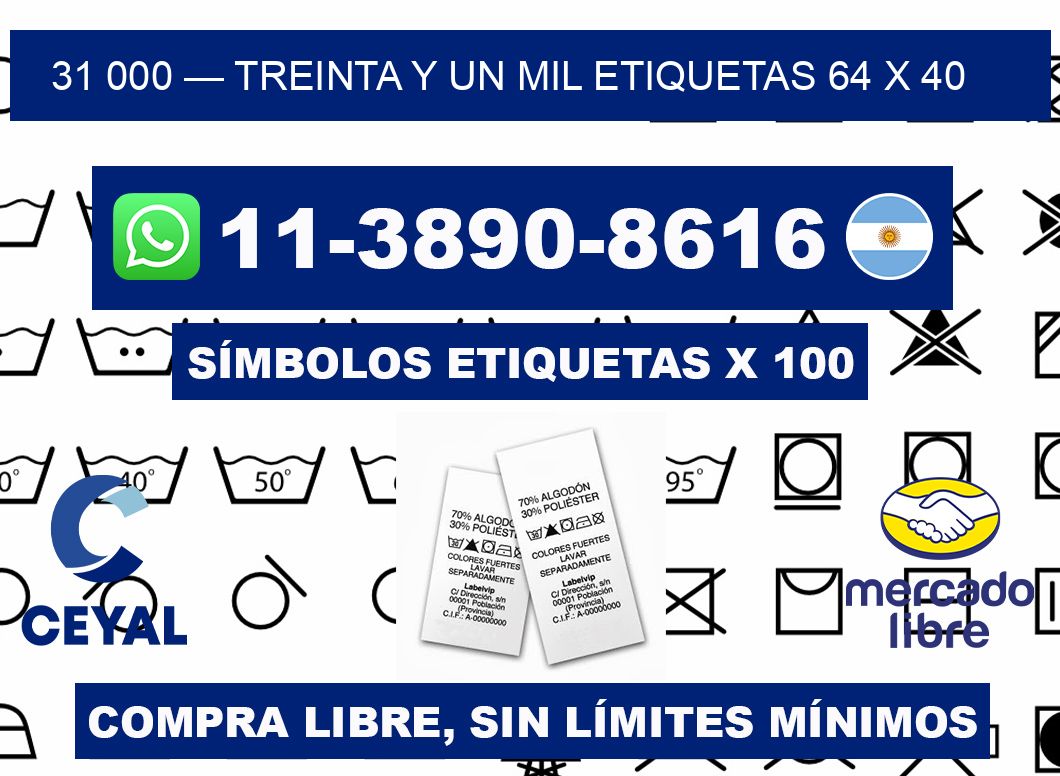 31 000 — treinta y un mil etiquetas 64 x 40