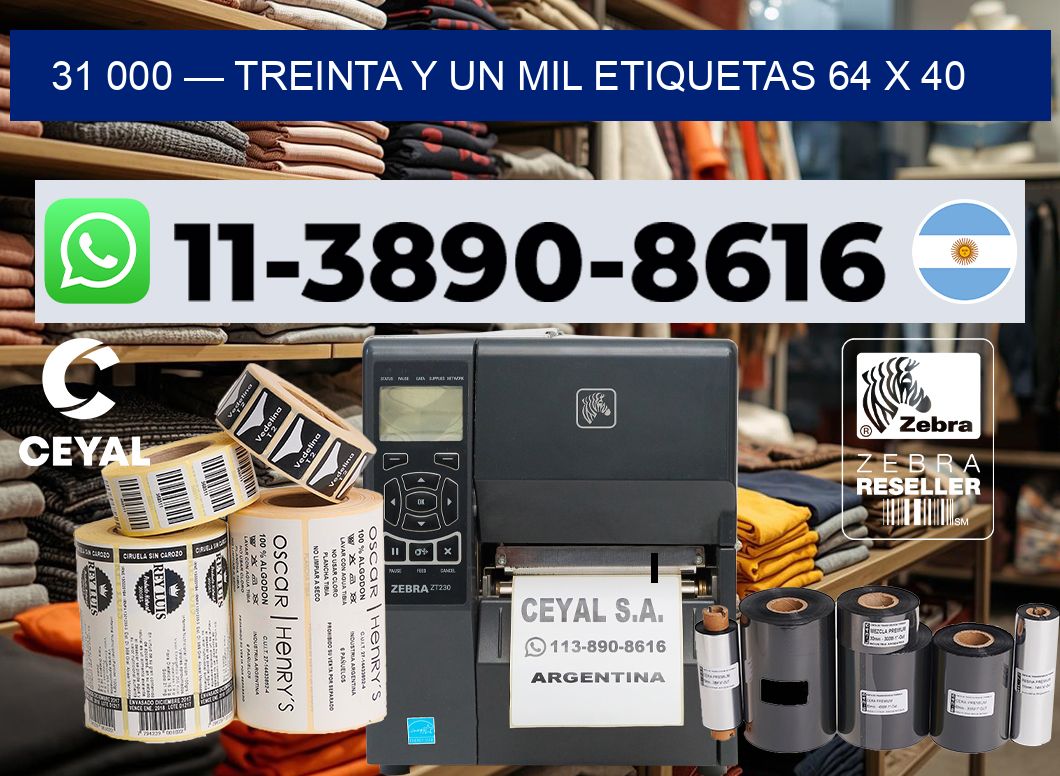 31 000 — treinta y un mil etiquetas 64 x 40