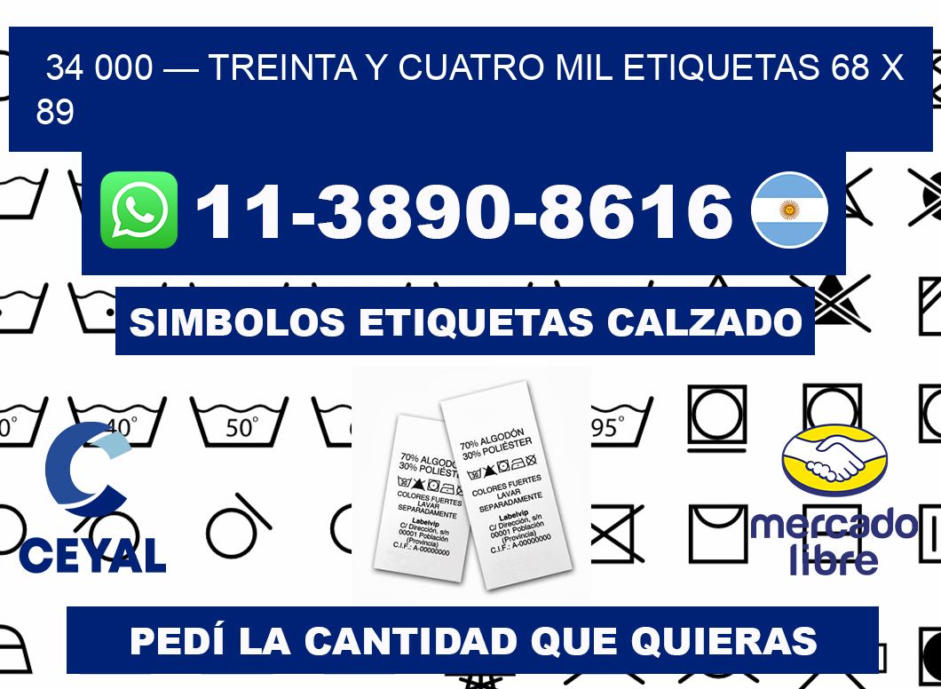 34 000 — treinta y cuatro mil etiquetas 68 x 89