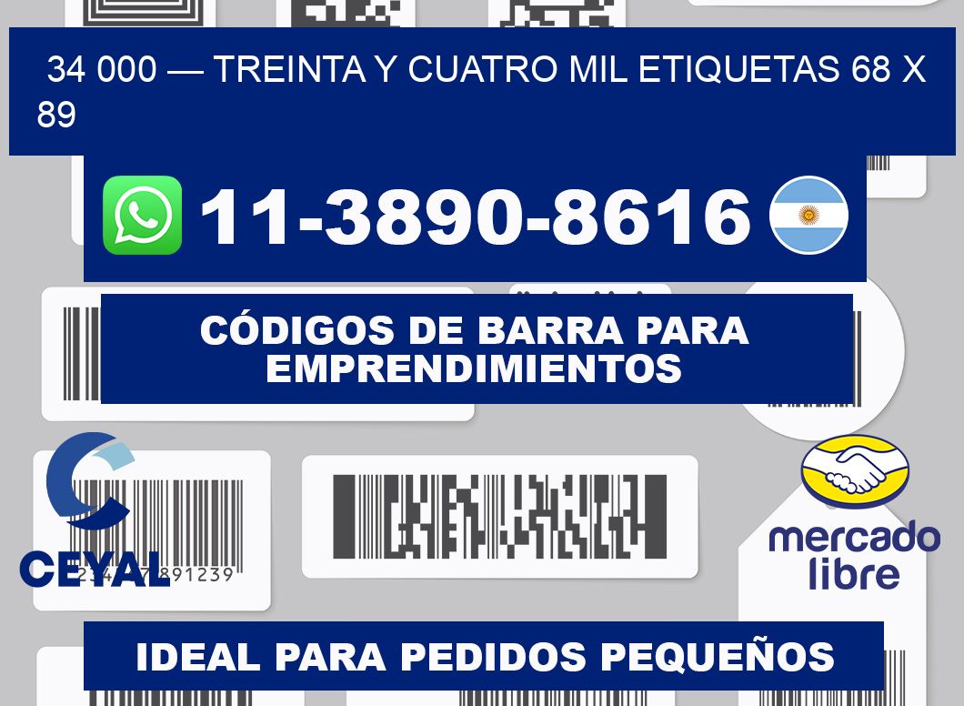 34 000 — treinta y cuatro mil etiquetas 68 x 89
