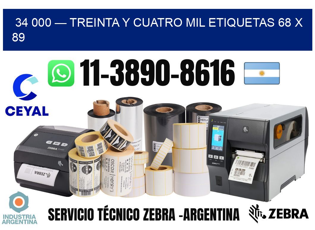 34 000 — treinta y cuatro mil etiquetas 68 x 89