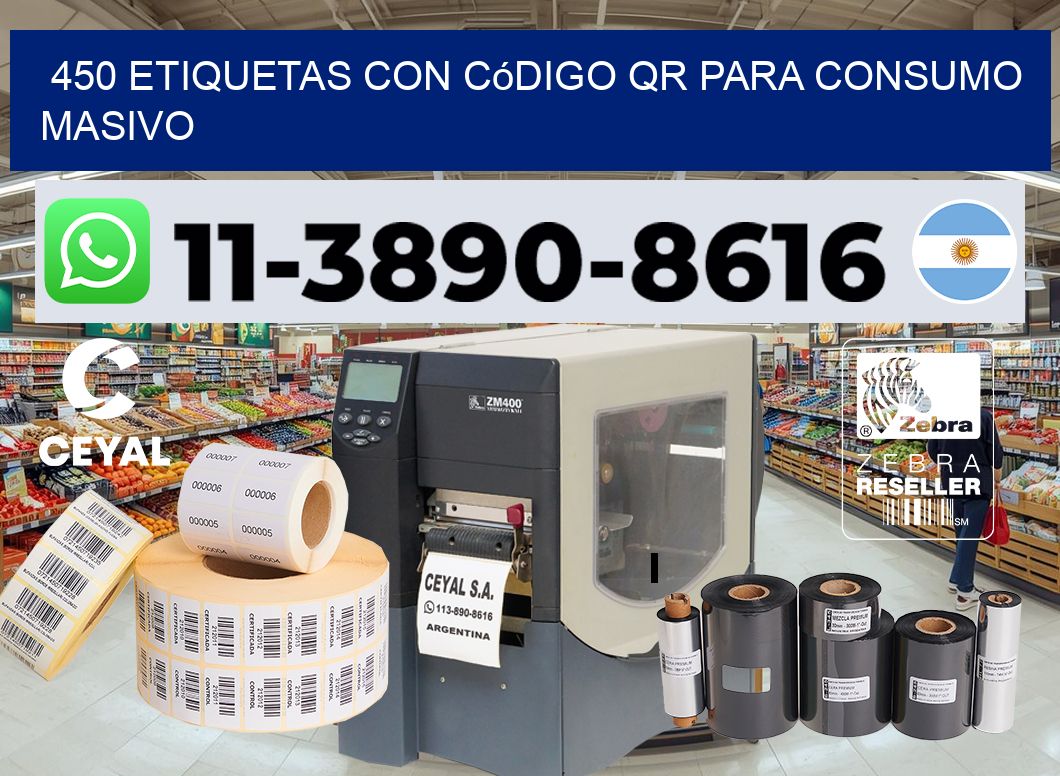 450 Etiquetas con código QR para consumo masivo