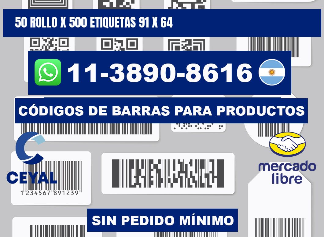 50 rollo x 500 etiquetas 91 x 64