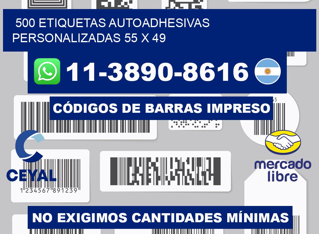500 Etiquetas autoadhesivas personalizadas 55 x 49