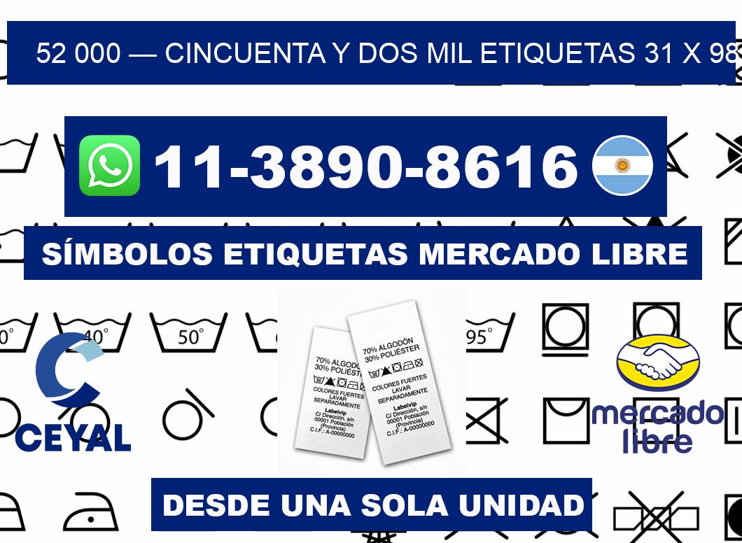 52 000 — cincuenta y dos mil etiquetas 31 x 98