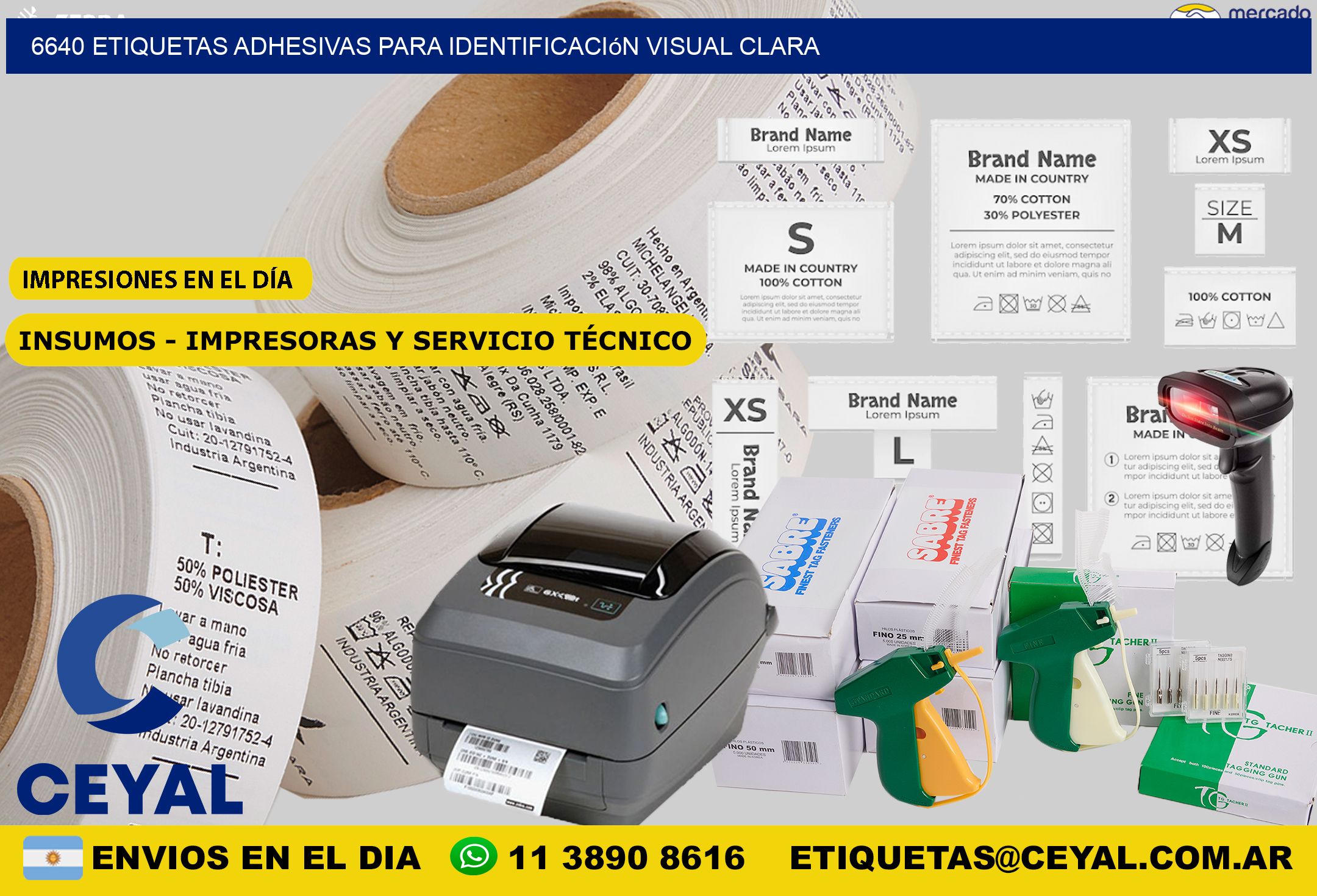 6640 Etiquetas adhesivas para identificación visual clara