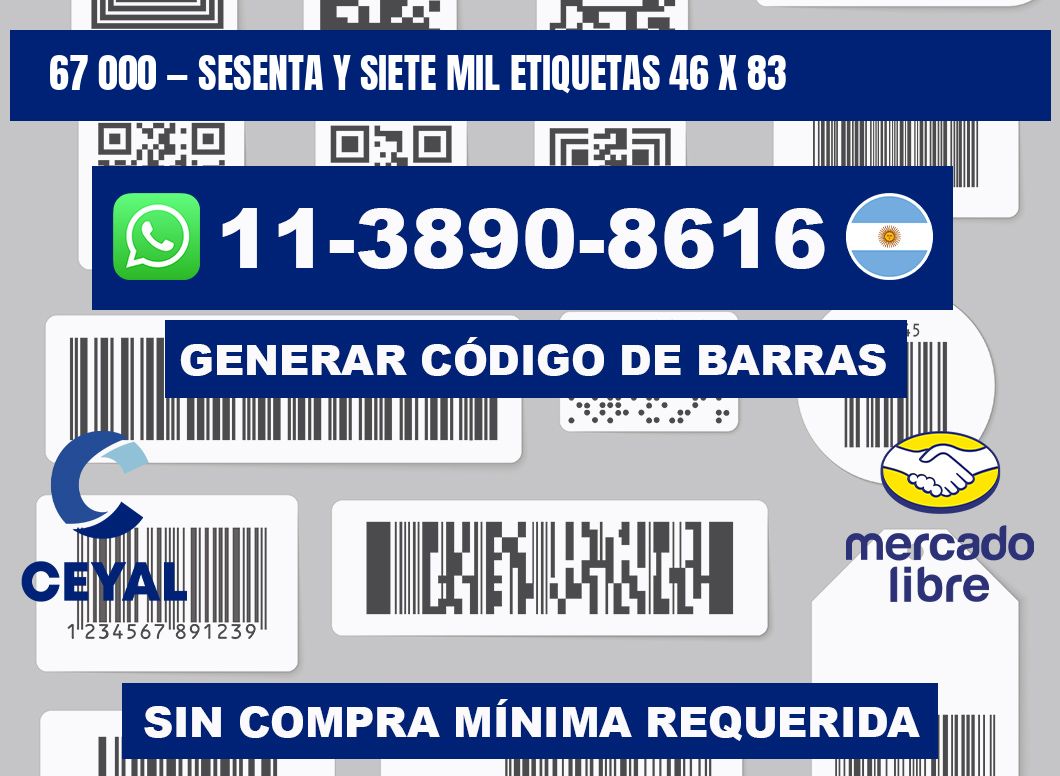 67 000 — sesenta y siete mil etiquetas 46 x 83