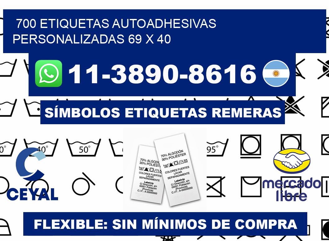 700 Etiquetas autoadhesivas personalizadas 69 x 40