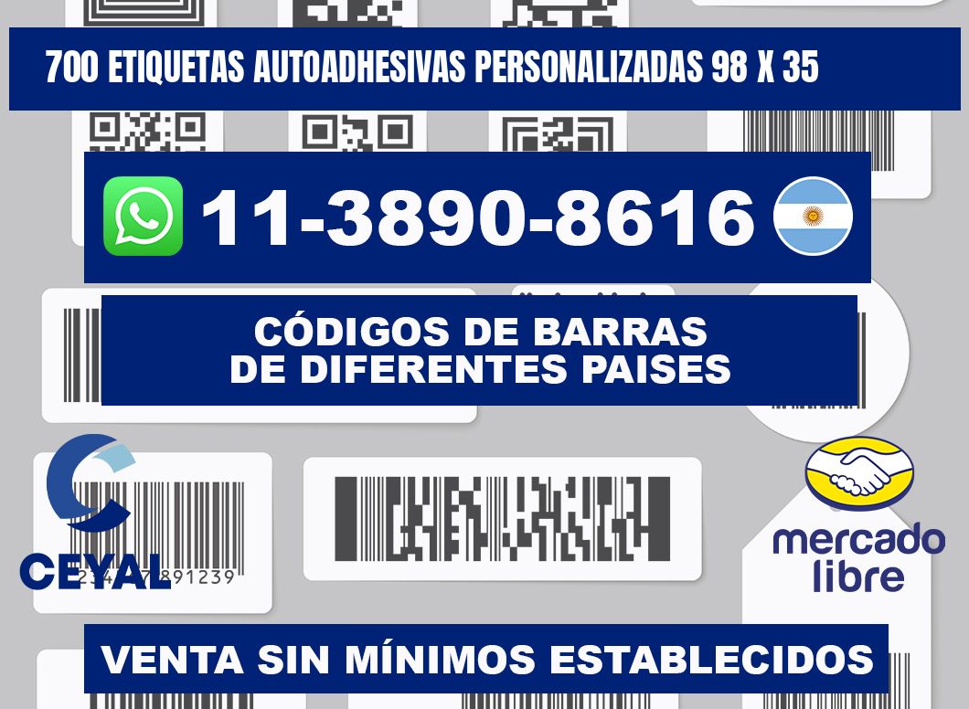 700 Etiquetas autoadhesivas personalizadas 98 x 35
