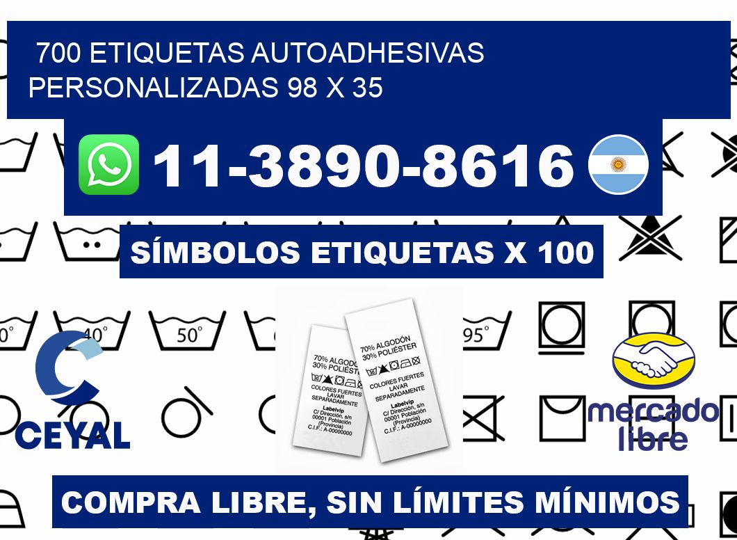 700 Etiquetas autoadhesivas personalizadas 98 x 35