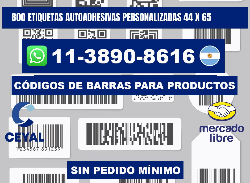 800 Etiquetas autoadhesivas personalizadas 44 x 65