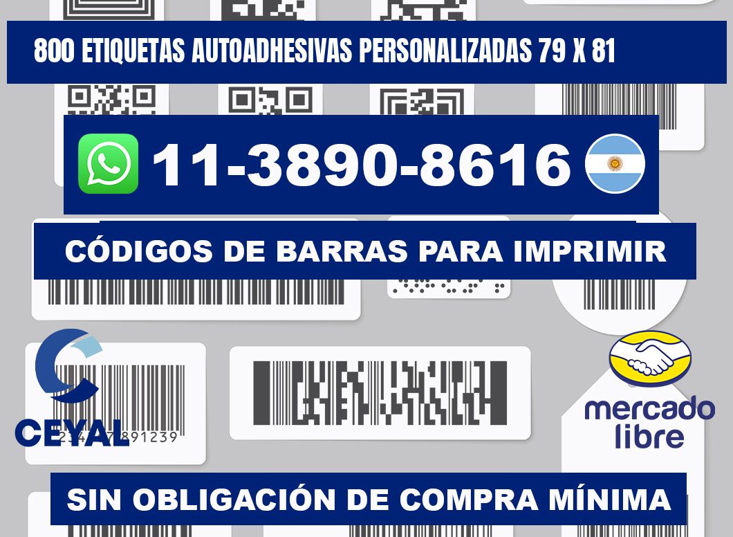 800 Etiquetas autoadhesivas personalizadas 79 x 81