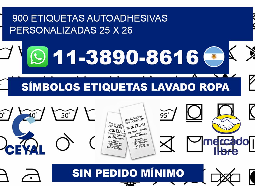 900 Etiquetas autoadhesivas personalizadas 25 x 26