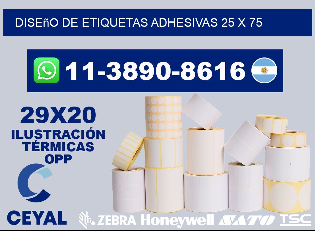 diseño de etiquetas adhesivas 25 x 75