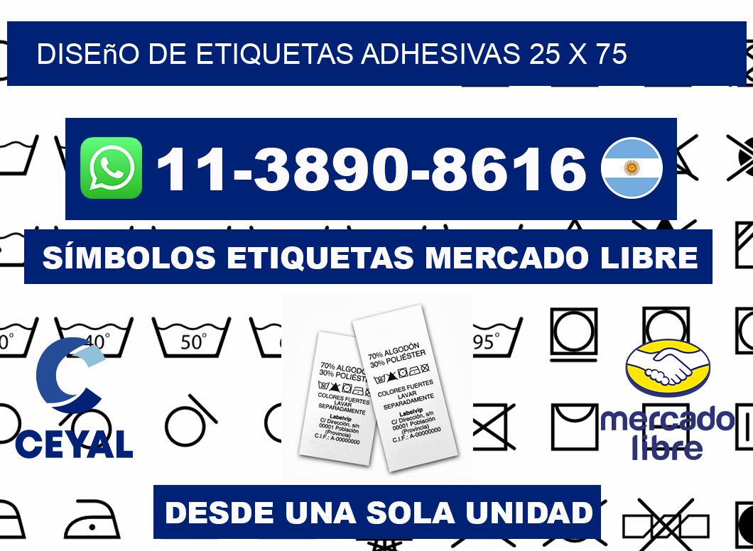 diseño de etiquetas adhesivas 25 x 75