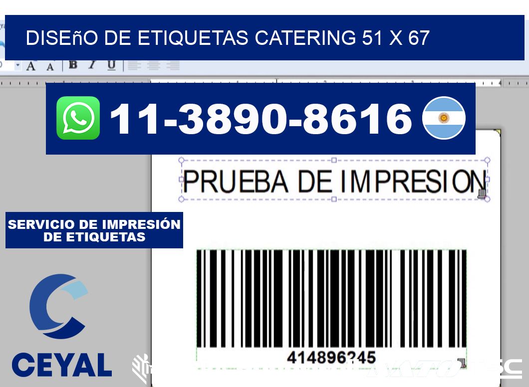 diseño de etiquetas catering 51 x 67