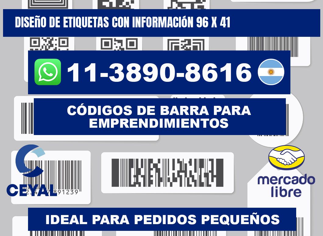 diseño de etiquetas con información 96 x 41