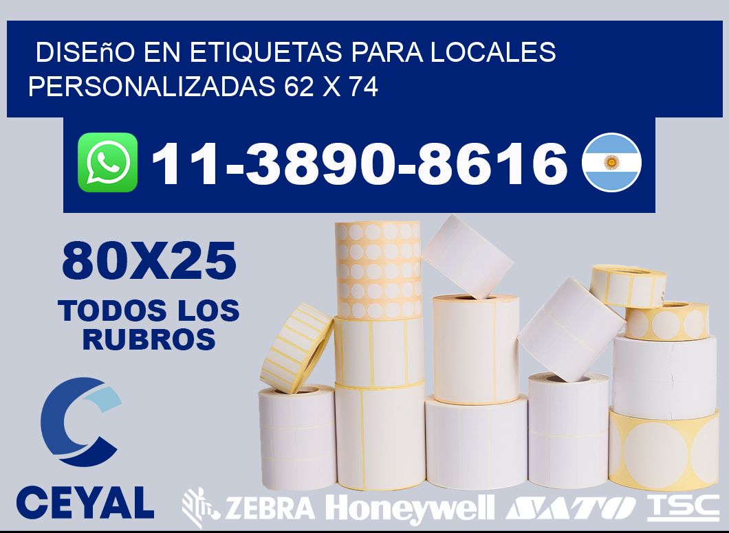 diseño en etiquetas para locales personalizadas 62 x 74