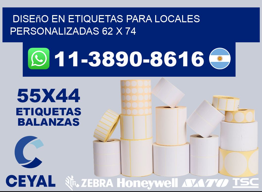 diseño en etiquetas para locales personalizadas 62 x 74