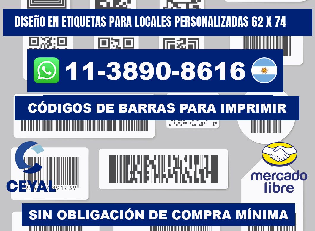 diseño en etiquetas para locales personalizadas 62 x 74