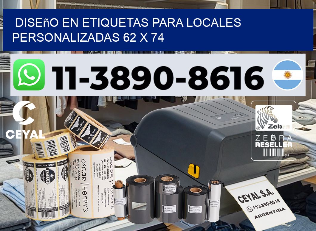 diseño en etiquetas para locales personalizadas 62 x 74