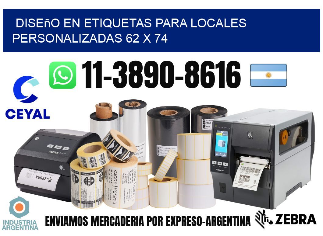diseño en etiquetas para locales personalizadas 62 x 74