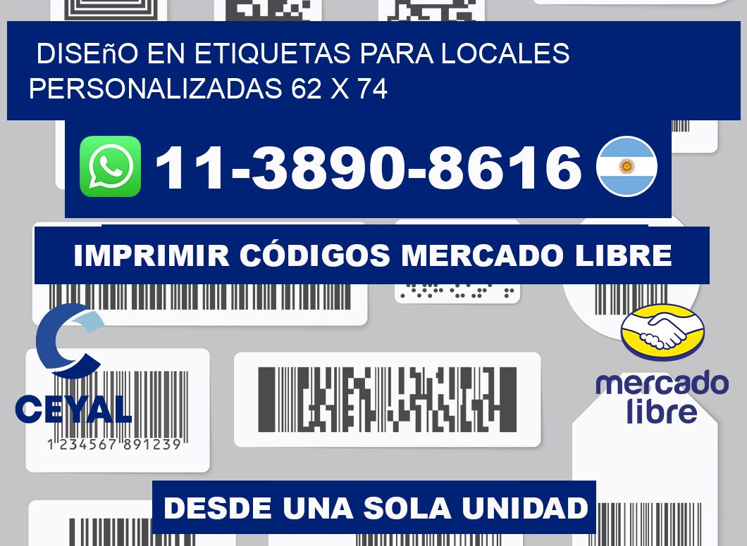 diseño en etiquetas para locales personalizadas 62 x 74