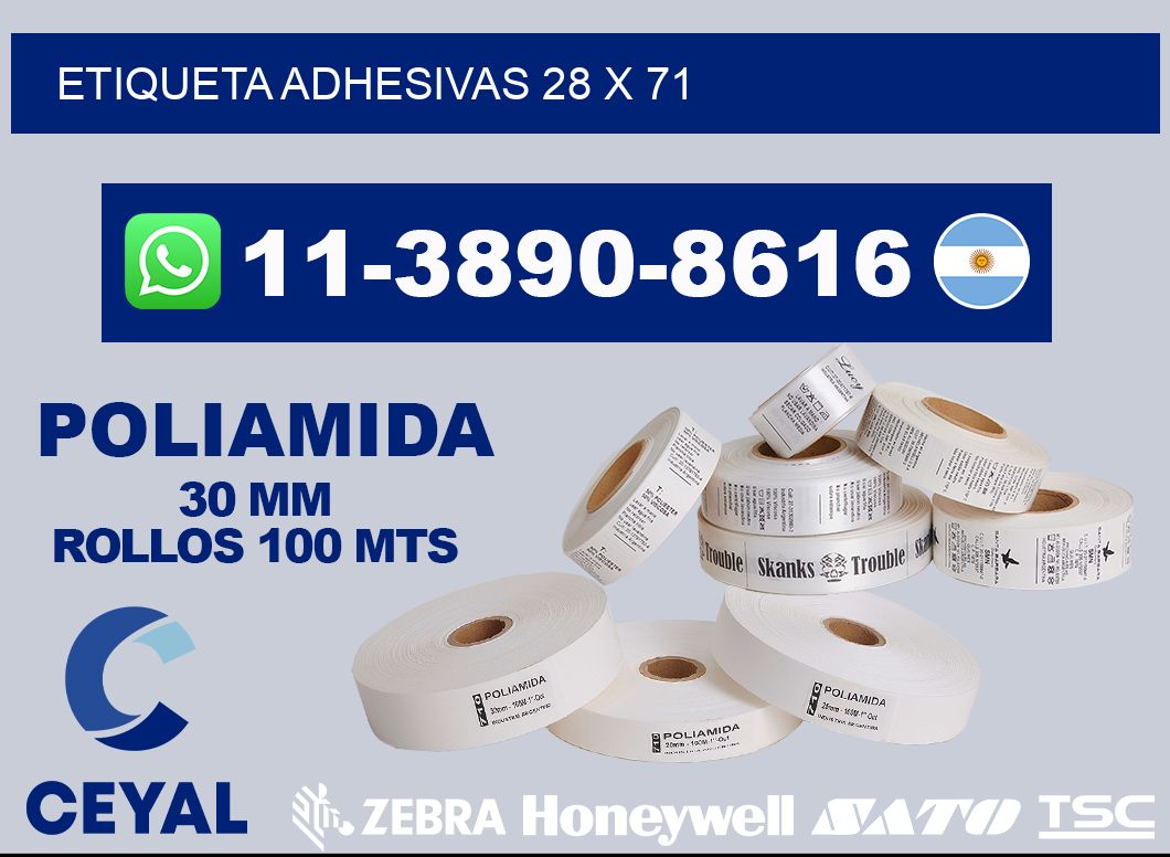 etiqueta adhesivas 28 x 71
