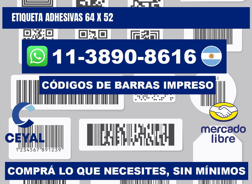 etiqueta adhesivas 64 x 52