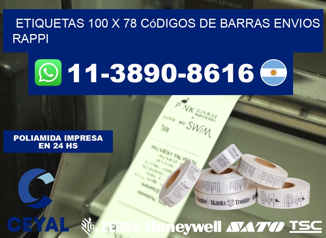 etiquetas 100 x 78 códigos de barras envios rappi