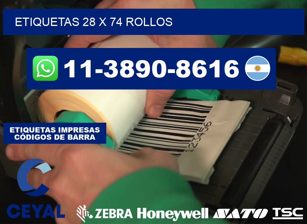 etiquetas 28 x 74 rollos