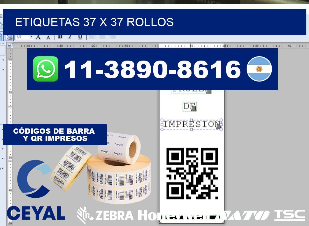 etiquetas 37 x 37 rollos