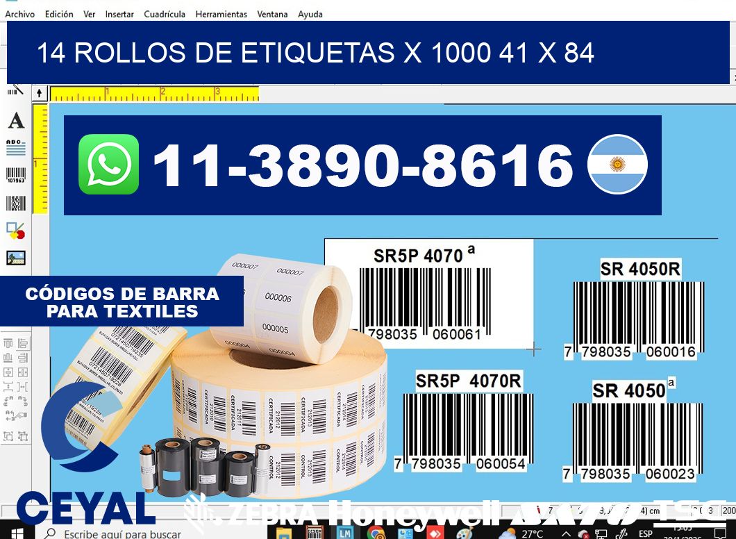 14 rollos de etiquetas x 1000 41 x 84