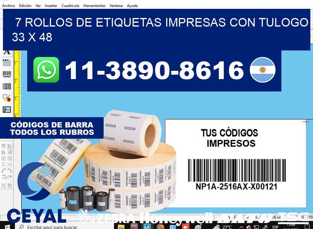 7 rollos de etiquetas impresas con tulogo 33 x 48