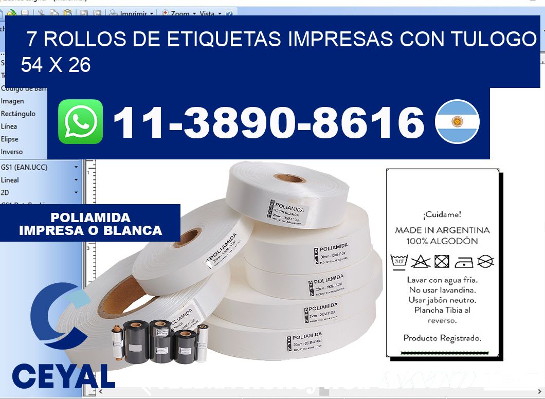 7 rollos de etiquetas impresas con tulogo 54 x 26