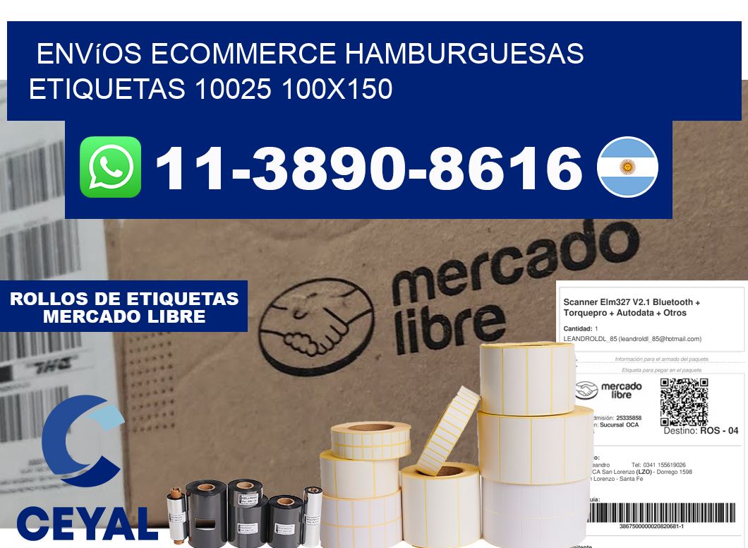 Envíos Ecommerce hamburguesas etiquetas 10025 100x150