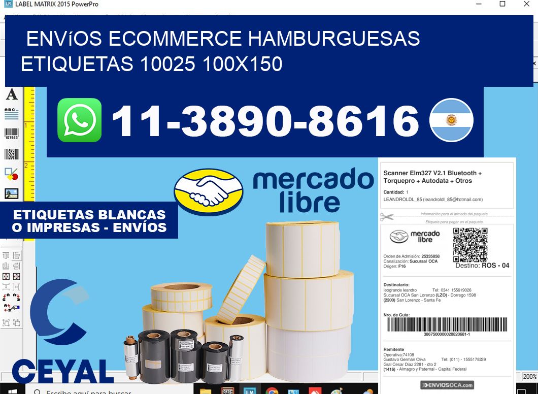 Envíos Ecommerce hamburguesas etiquetas 10025 100x150