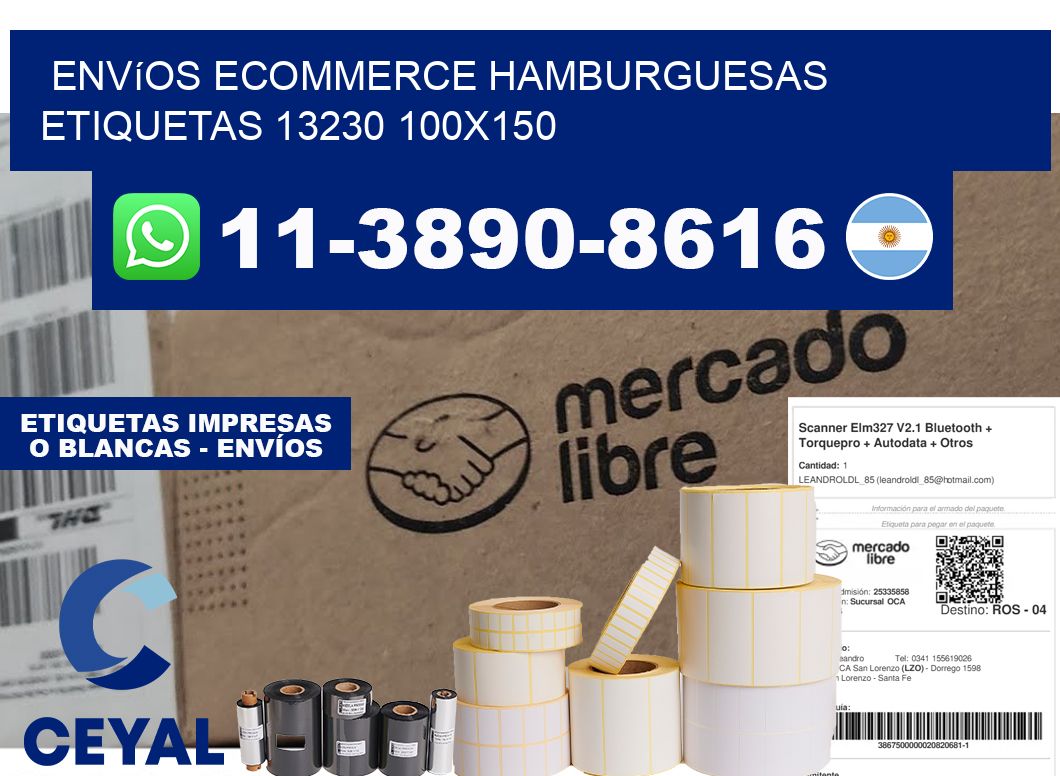 Envíos Ecommerce hamburguesas etiquetas 13230 100x150
