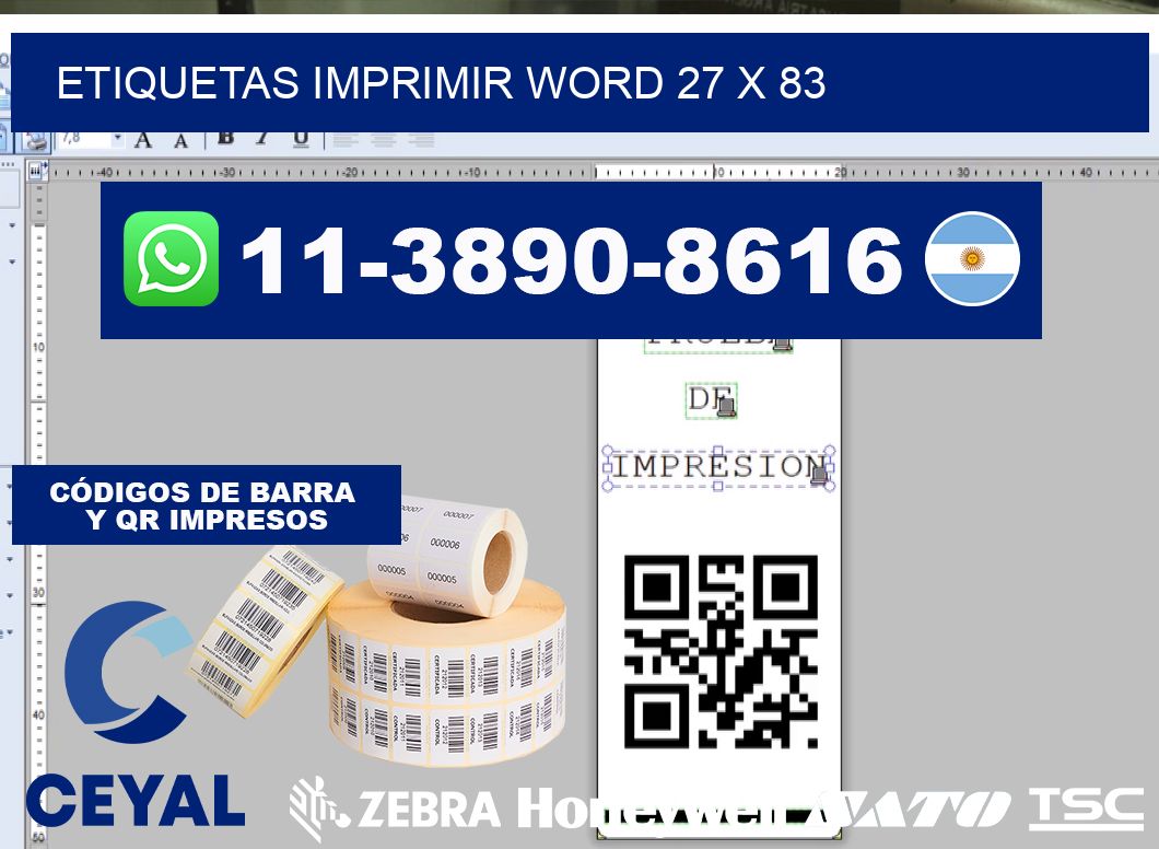 Etiquetas imprimir Word 27 x 83