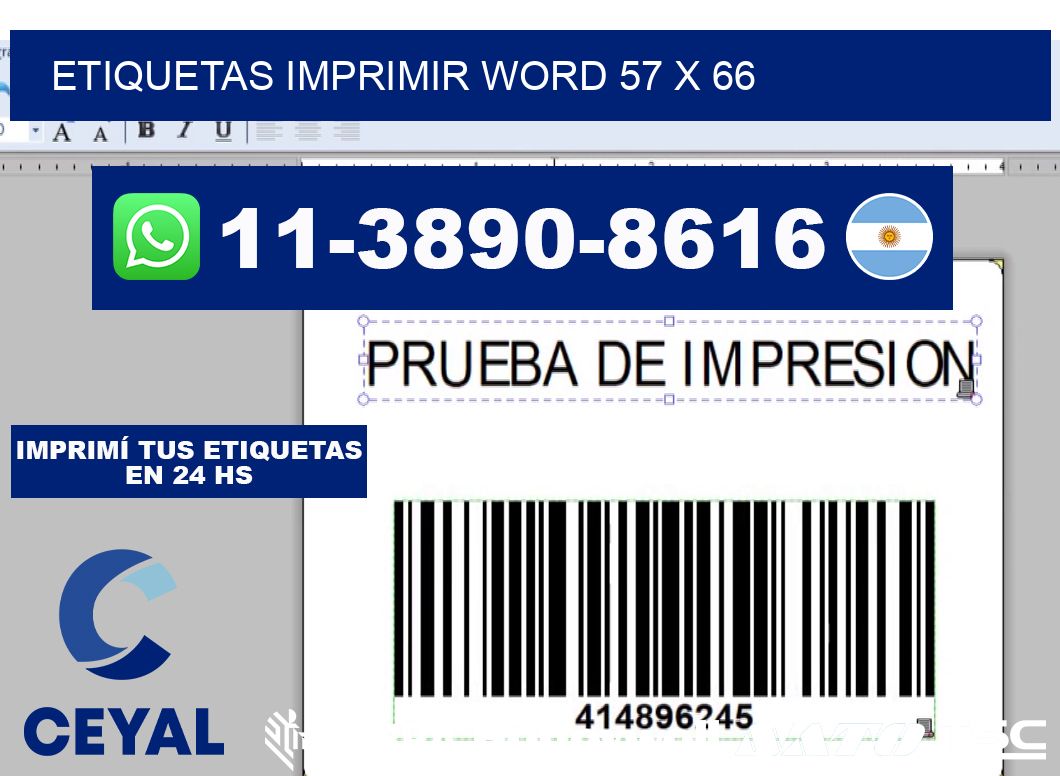 Etiquetas imprimir Word 57 x 66