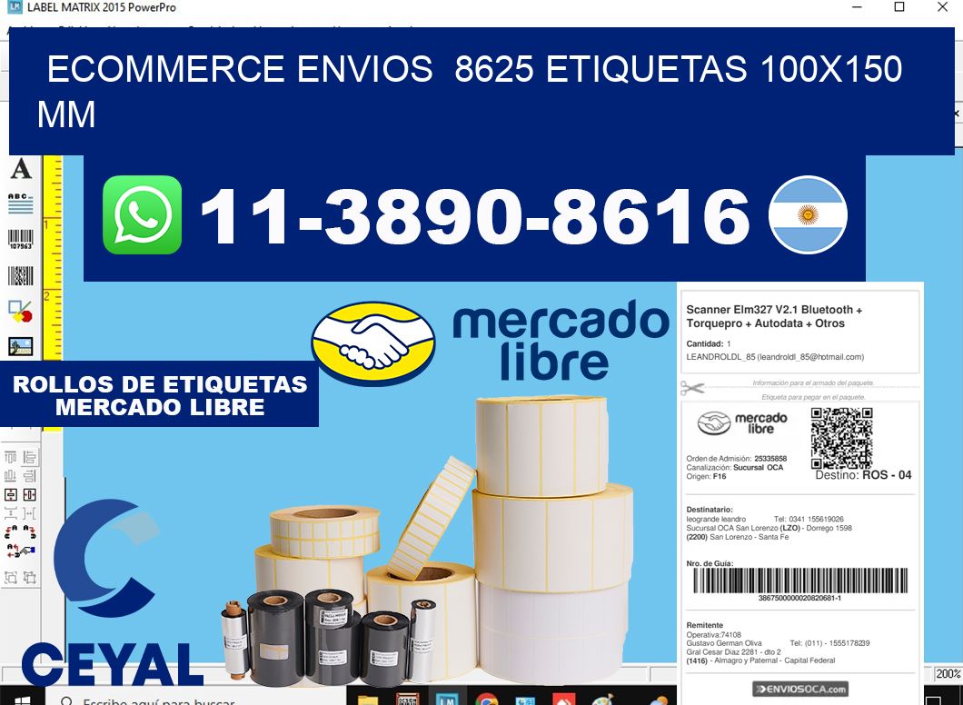 ecommerce envios 8625 etiquetas 100x150 mm
