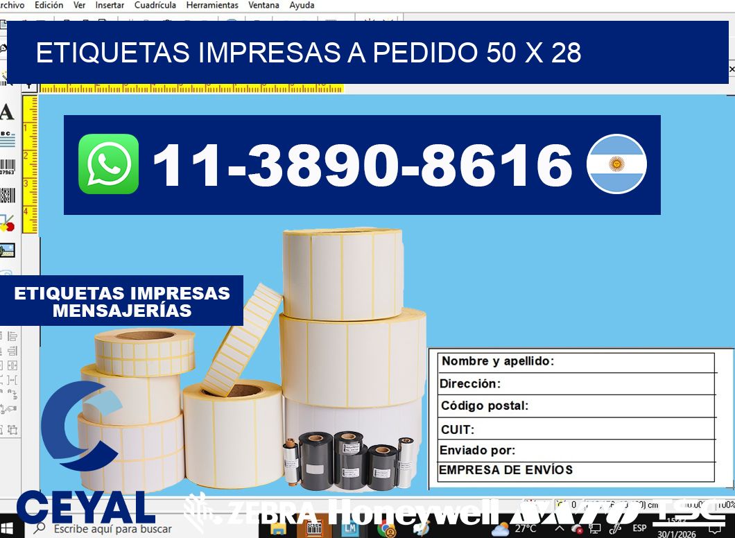 etiquetas impresas a pedido 50 x 28