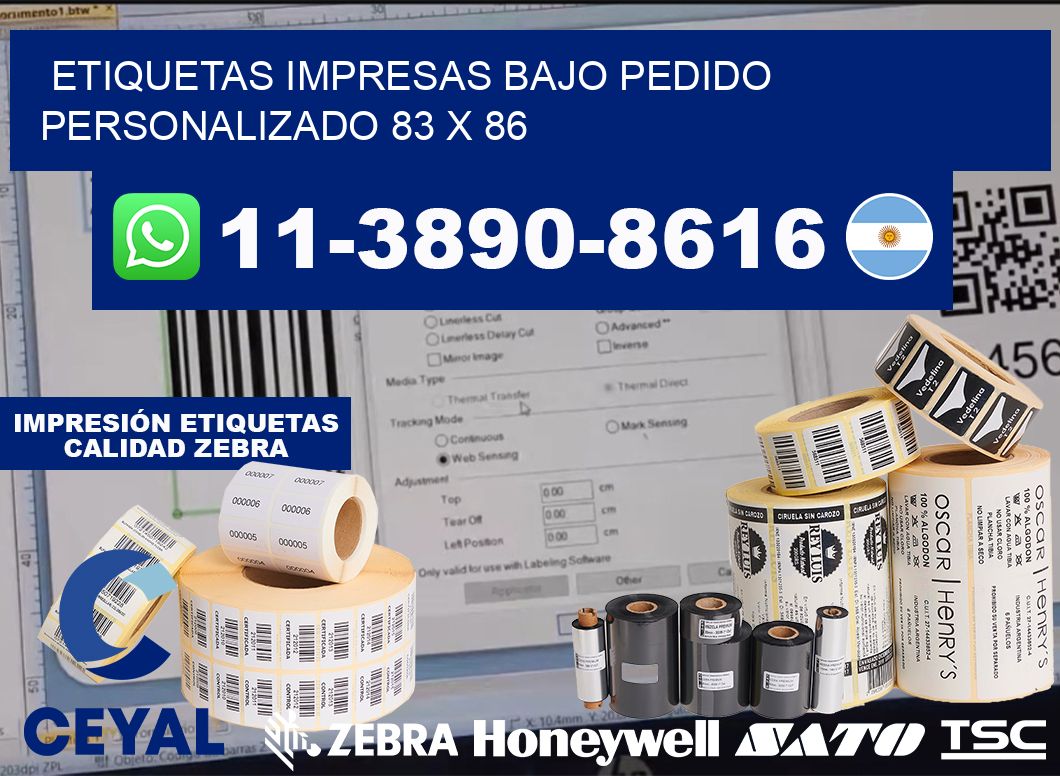 etiquetas impresas bajo pedido personalizado 83 x 86