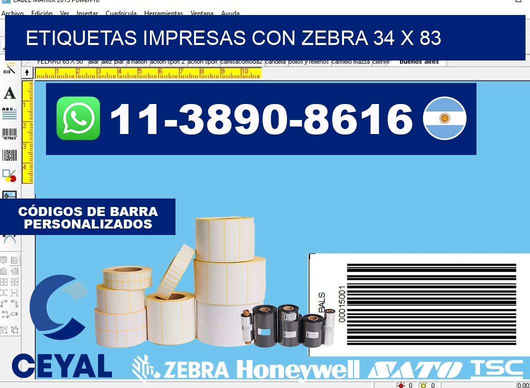 etiquetas impresas con zebra 34 x 83