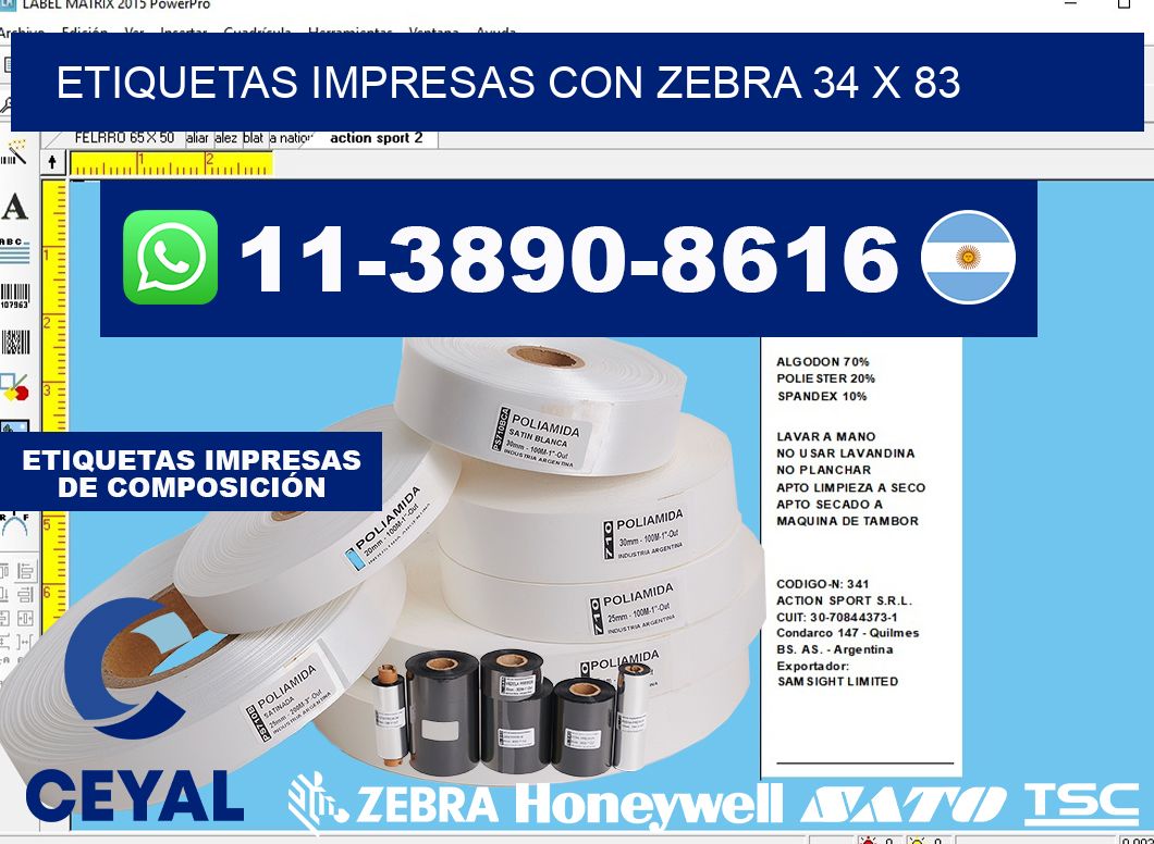 etiquetas impresas con zebra 34 x 83